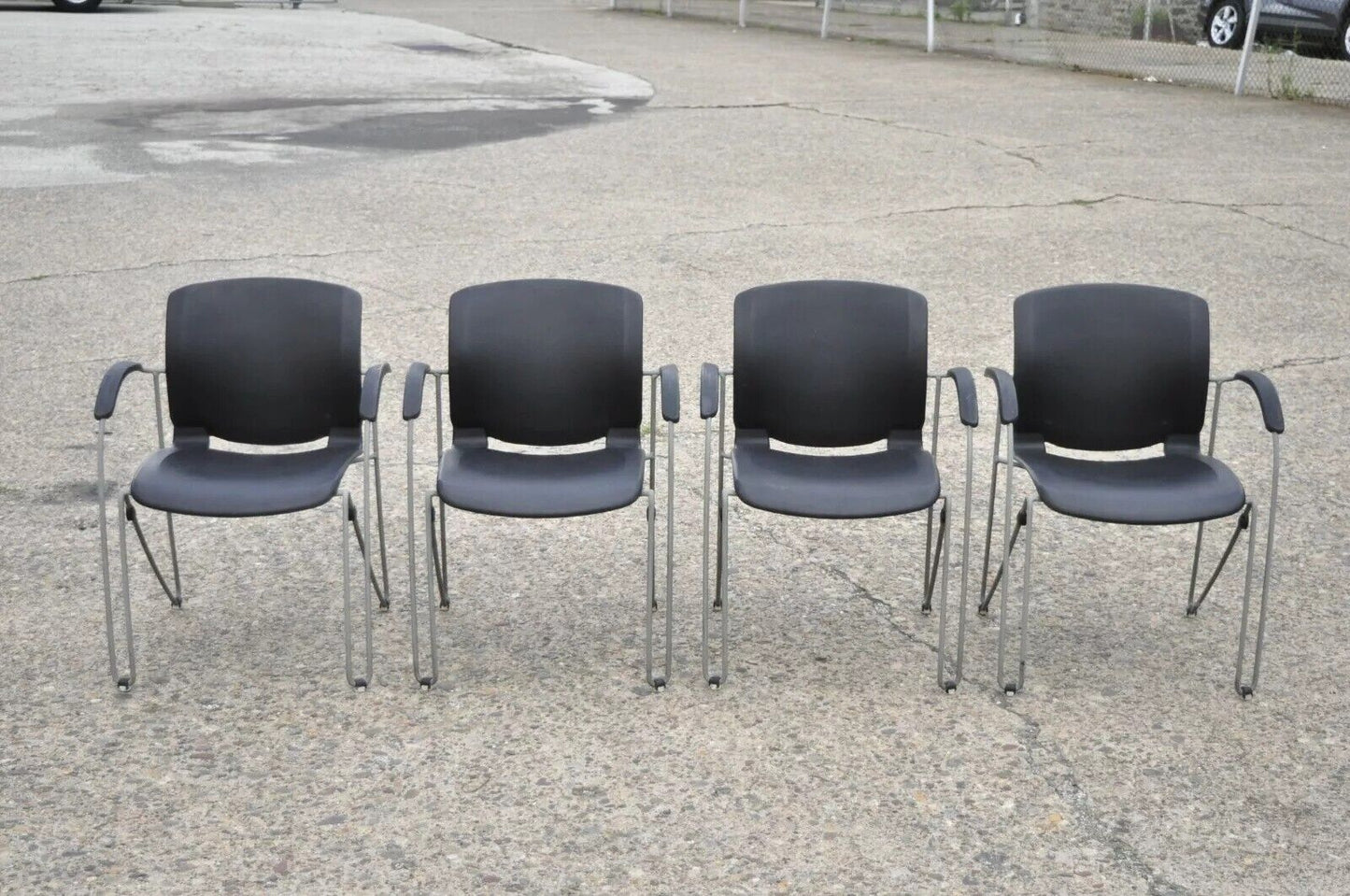 Haworth Zooey Chu Modern Stacking Waiting Room Office Dining Chairs - Set of 4