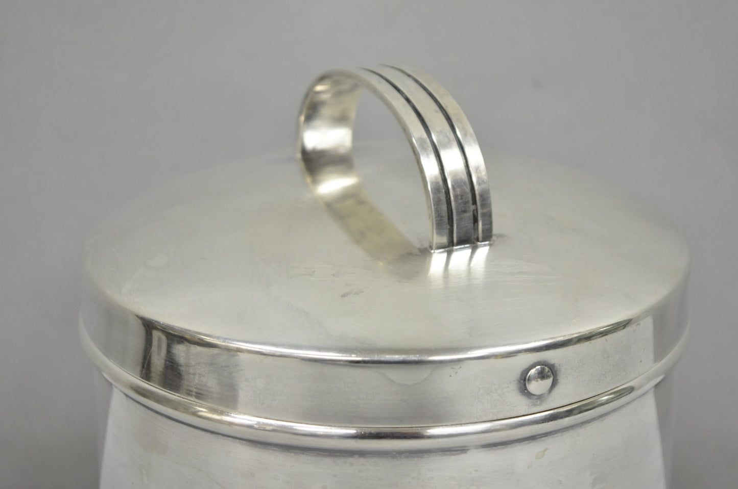 Vintage Fisher Mid Century Modern Art Deco Silver Plated Lidded Ice Bucket