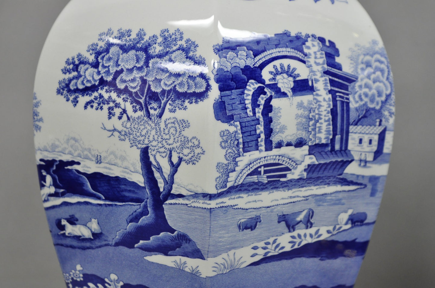 Vintage Spode Chinoiserie French Blue White Porcelain Ginger Jar Table Lamp Pair