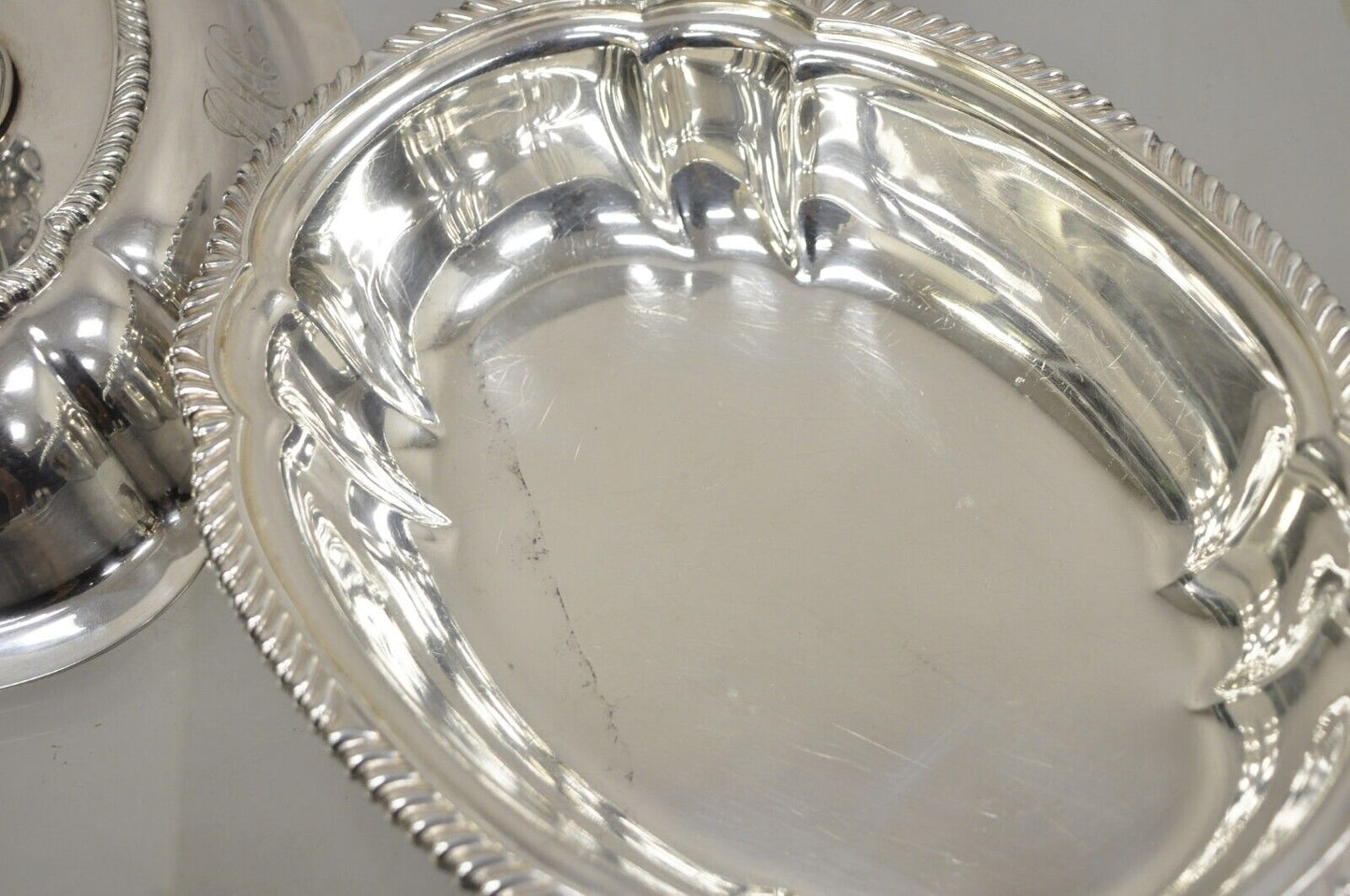 Antique GM Co Victorian Silver Plated Covered Vegetable Dish Serving Platter