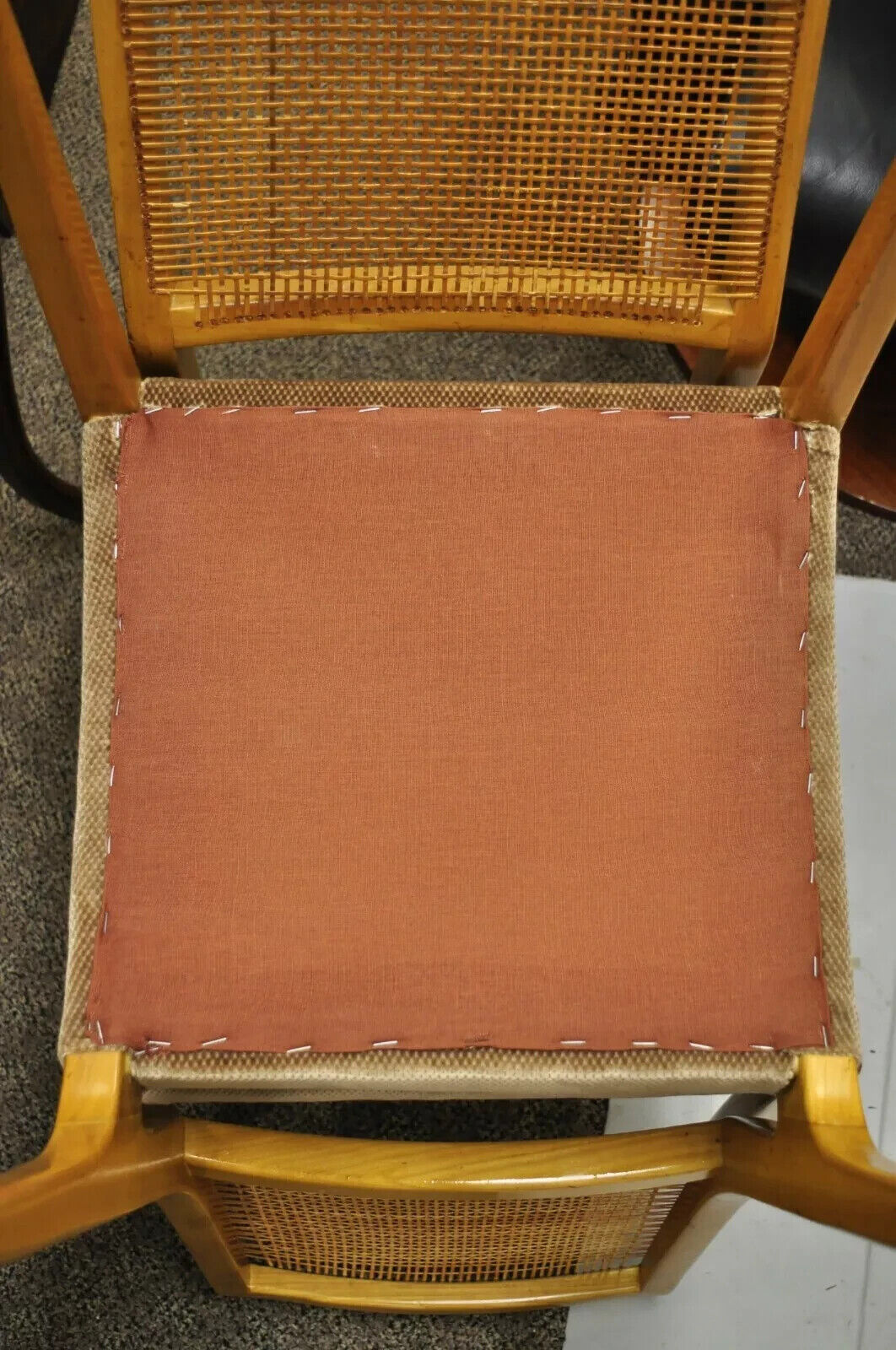 Vintage Mid Century Danish Modern Birch Wood Cane Back Dining Chairs - Set of 6