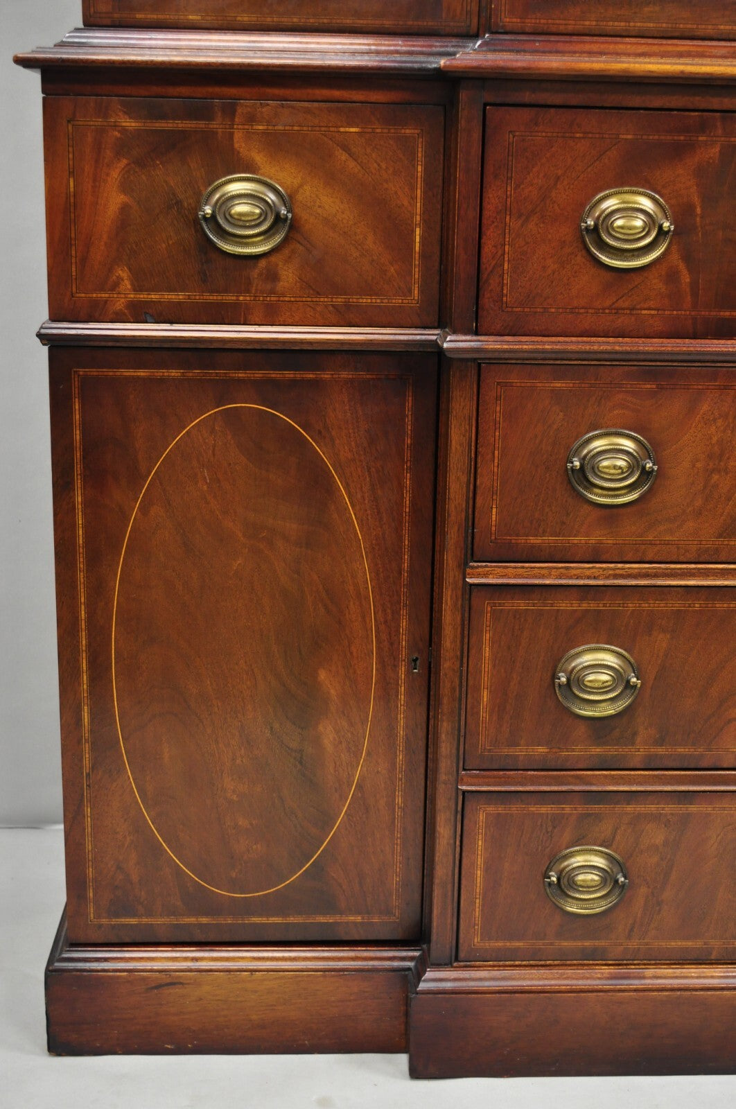 Antique Georgian Mahogany Bubble Glass Breakfront Cabinet Bookcase by Vanleigh