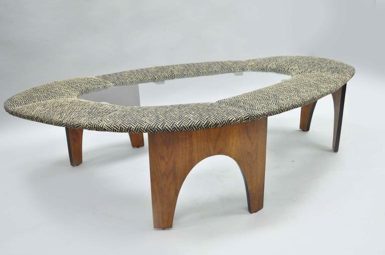 Henry P Glass Intimate Island Suite Walnut Upholstered Mid Century Coffee Table