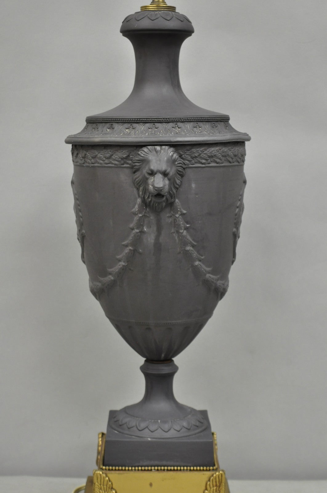 Warren Kessler French Neoclassical Empire Black Basalt Large Urn Table Lamp