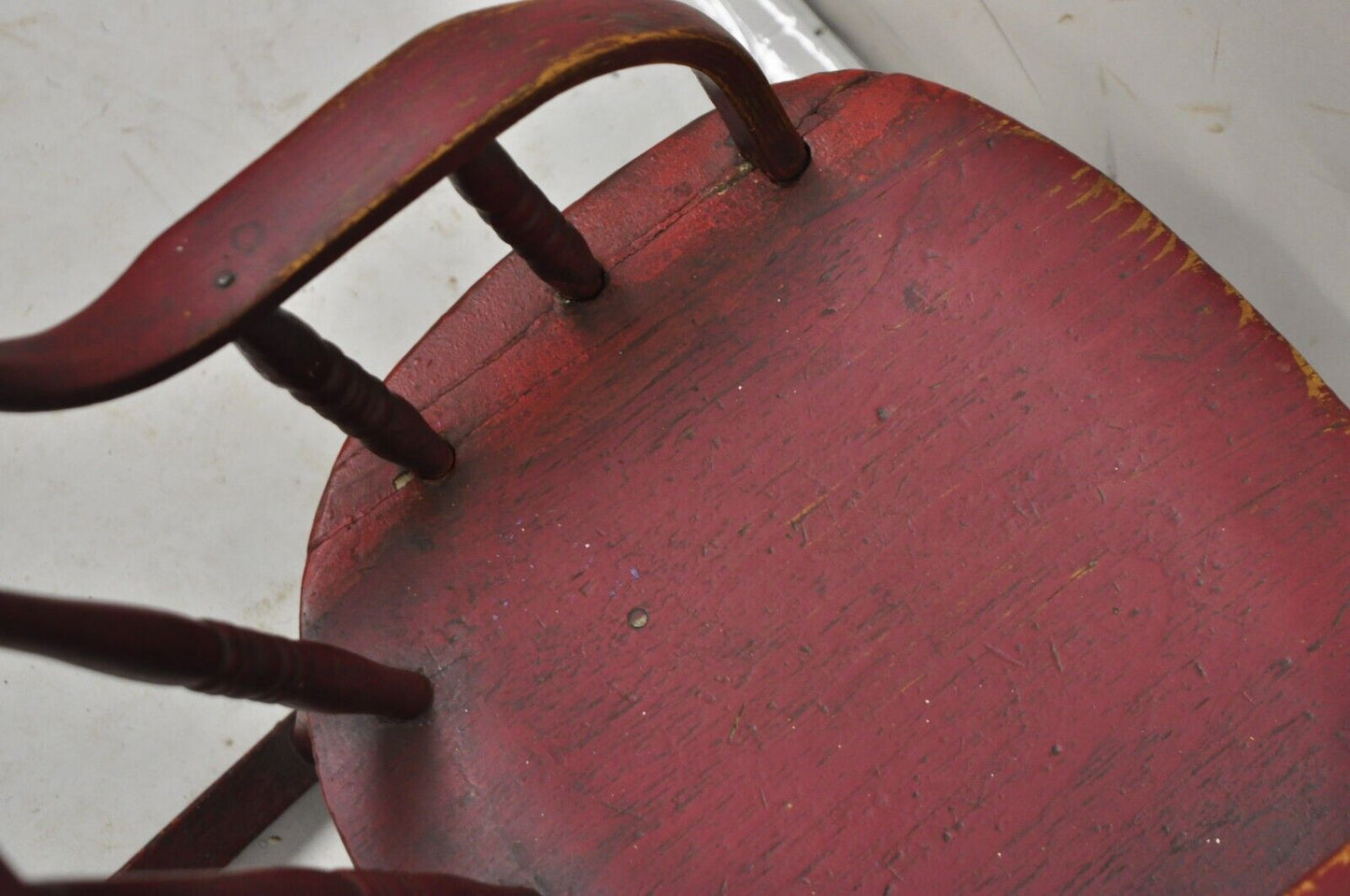 Antique American Primitive Spindle Back Small Child's Rocker Rocking Chair