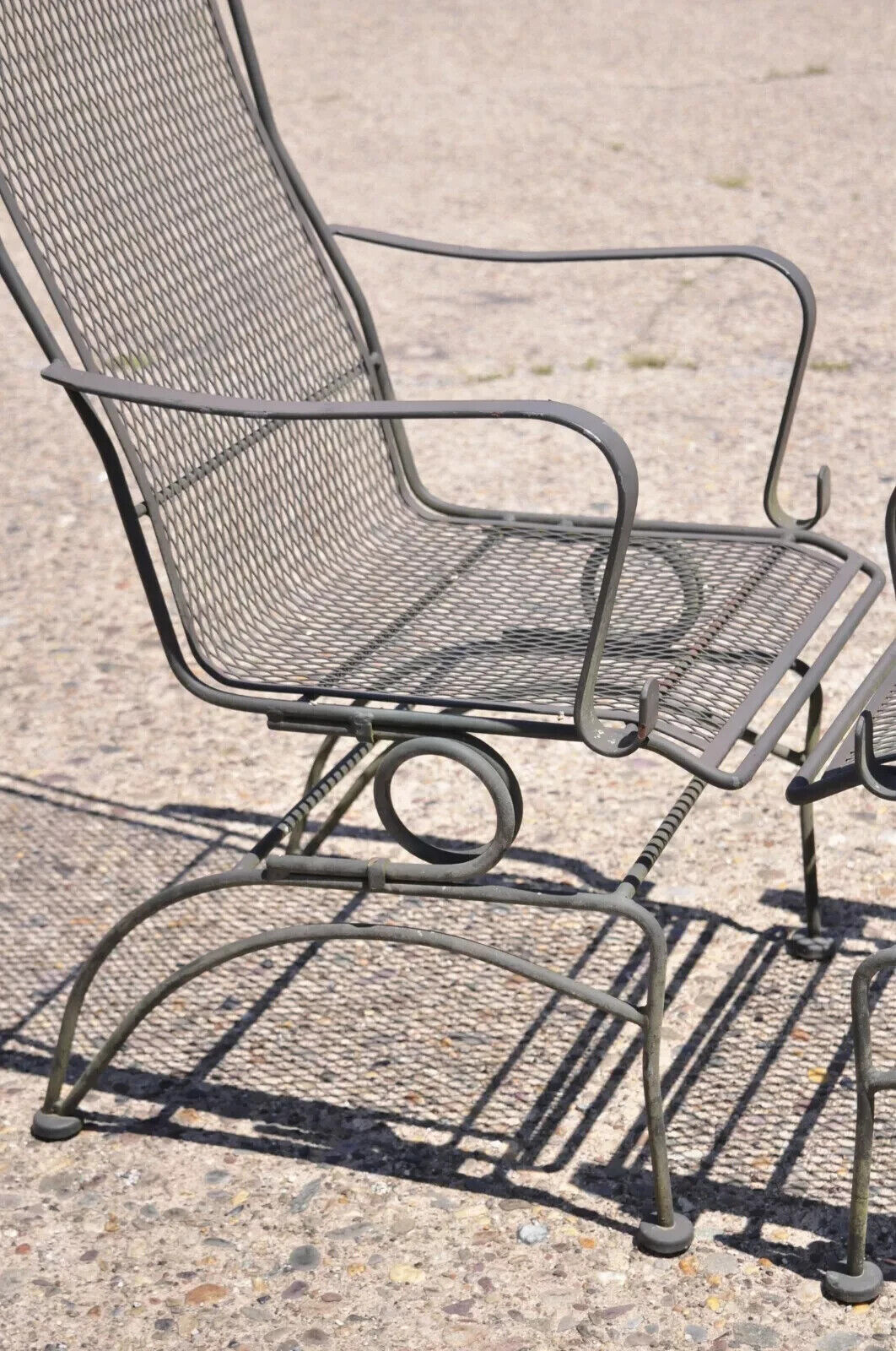 Woodard Bradford Collection Spring High Back Wrought Iron Patio Chairs - a Pair