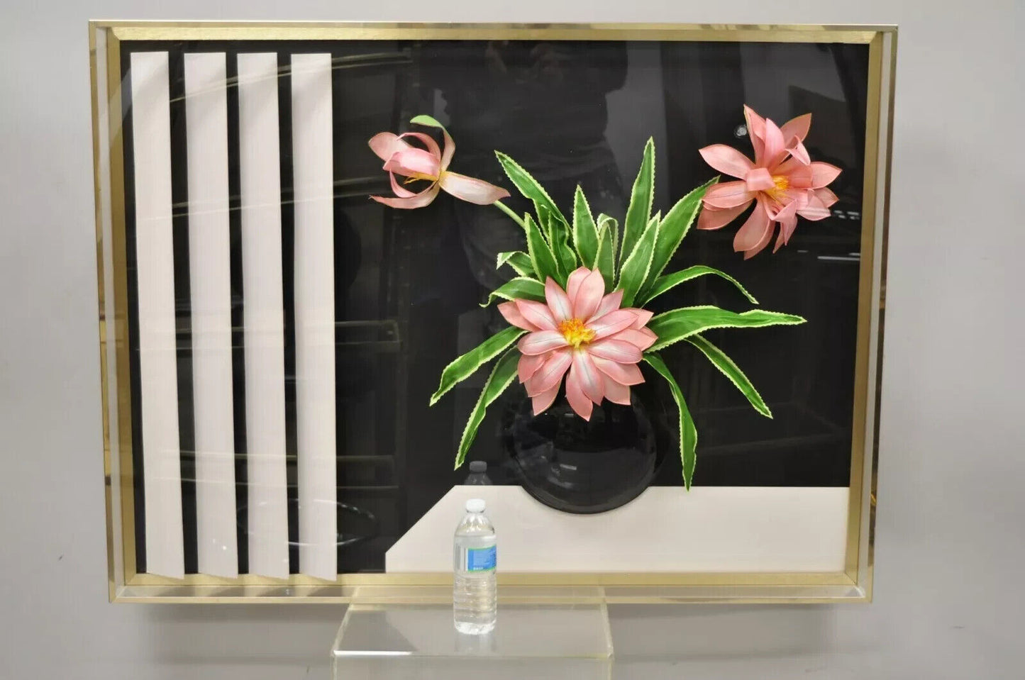 Accessory Art Mid Century Lucite Plexiglass Wall Art Flower Vase Shadow Box