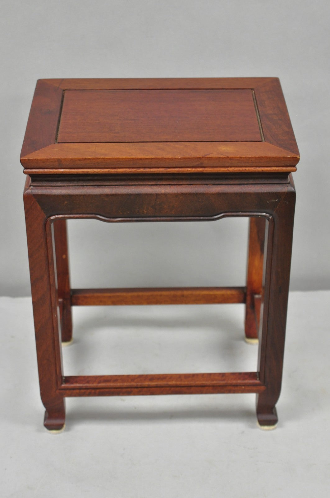 Vintage Chinese Hardwood Small Pedestal Plant Stand Side Table