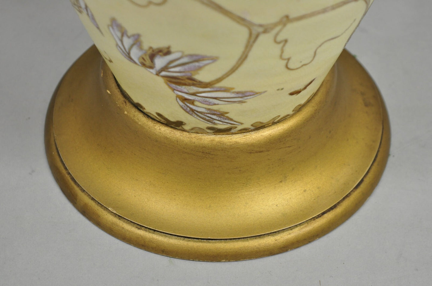 Antique Chinoiserie Chinese Yellow Porcelain Large Jardiniere Vase Table Lamp