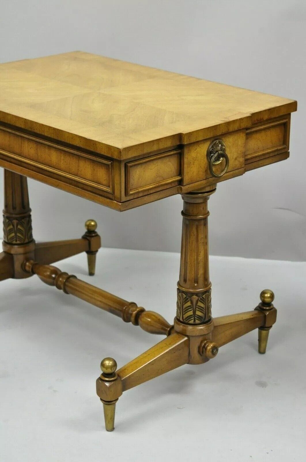 Vintage Weiman Kameo French Regency Style Banded Walnut End Tables - a Pair