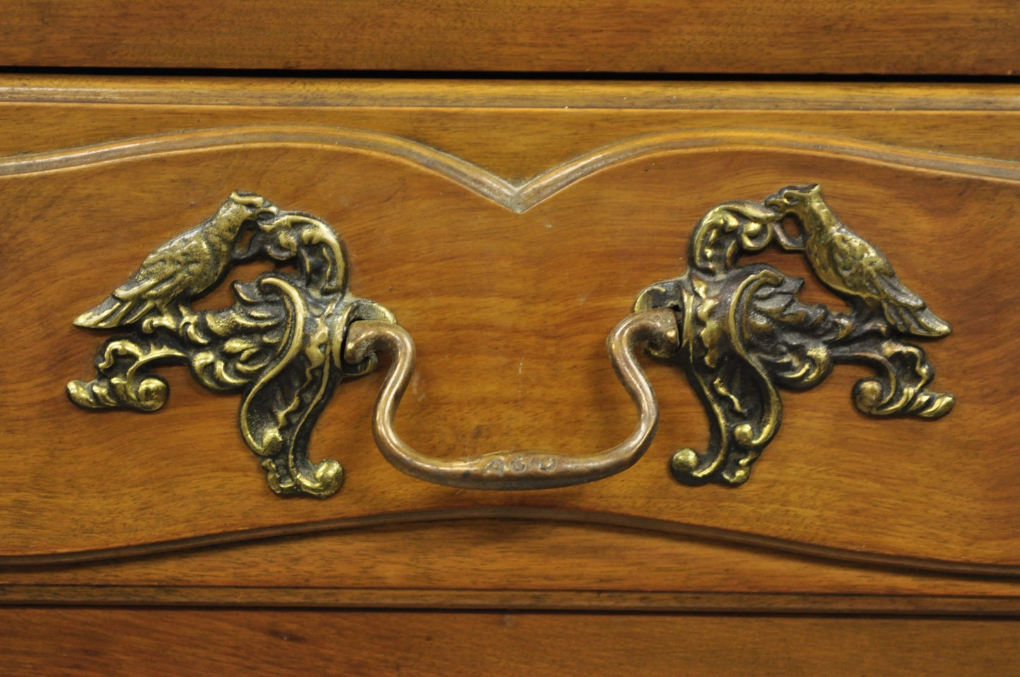 Vintage French Country Provincial Walnut Fruitwood Tall Chest Dresser Cabinet