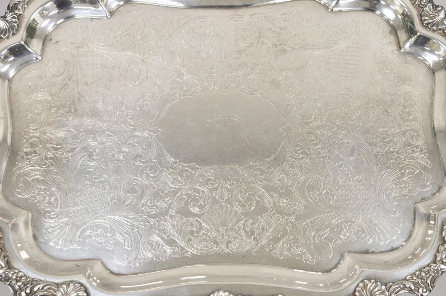 Vintage Loveland Rose Victorian Silver Plated Twin Handle Serving Platter Tray