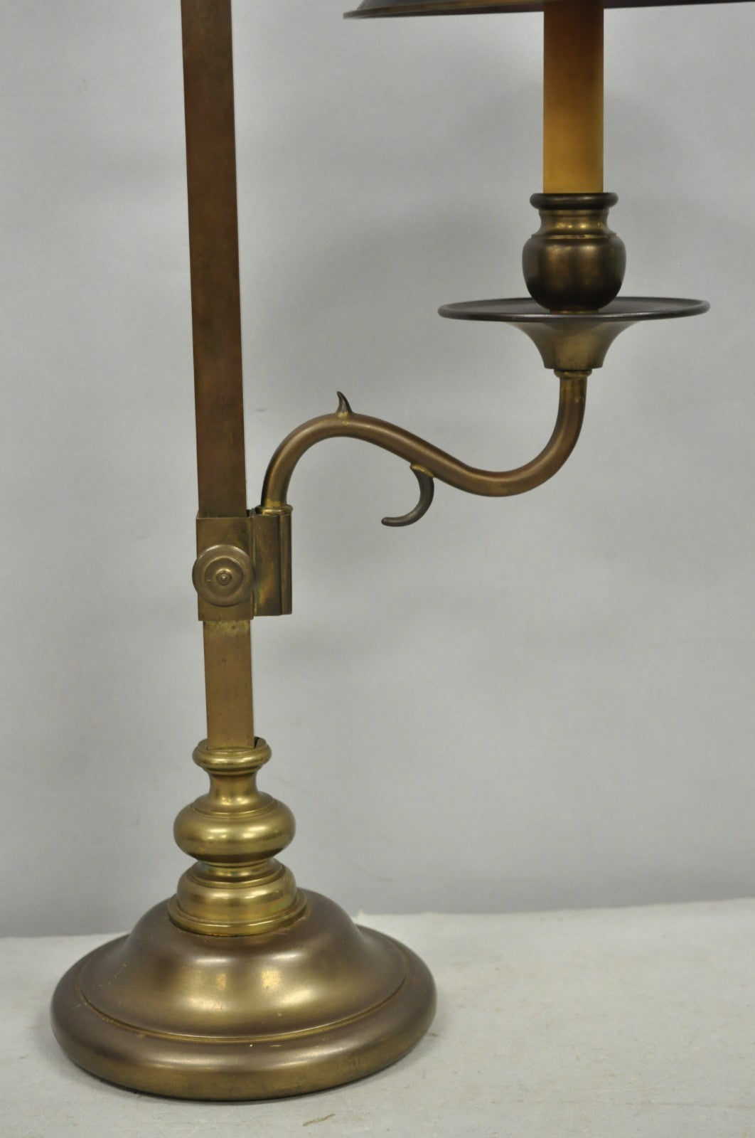 Vintage Chapman French Country Patinated Brass Branch Candlestick Desk Lamp