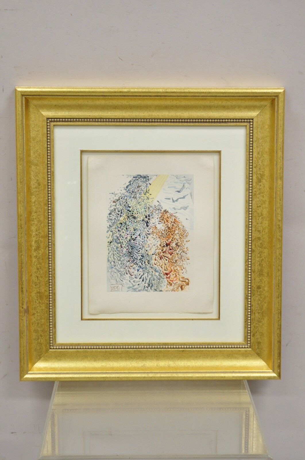 Vintage Salvador Dali Divine Comedy The Dust of Souls Woodcut Print Framed