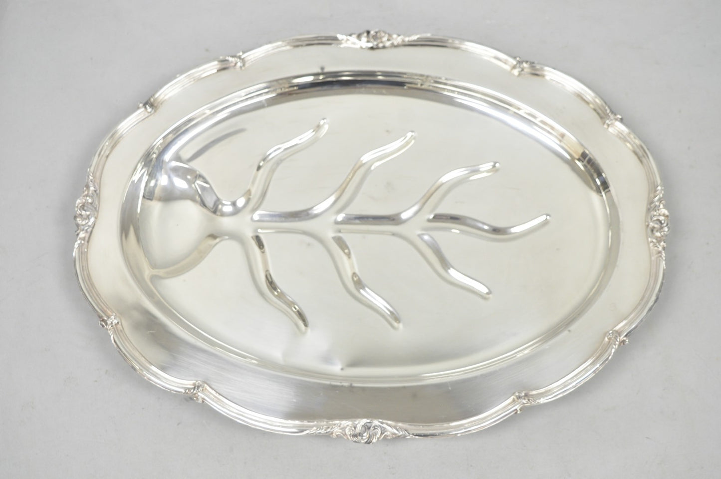Vintage Amston Victorian Silver Plated Meat Cutlery Oval Serving Platter Tray