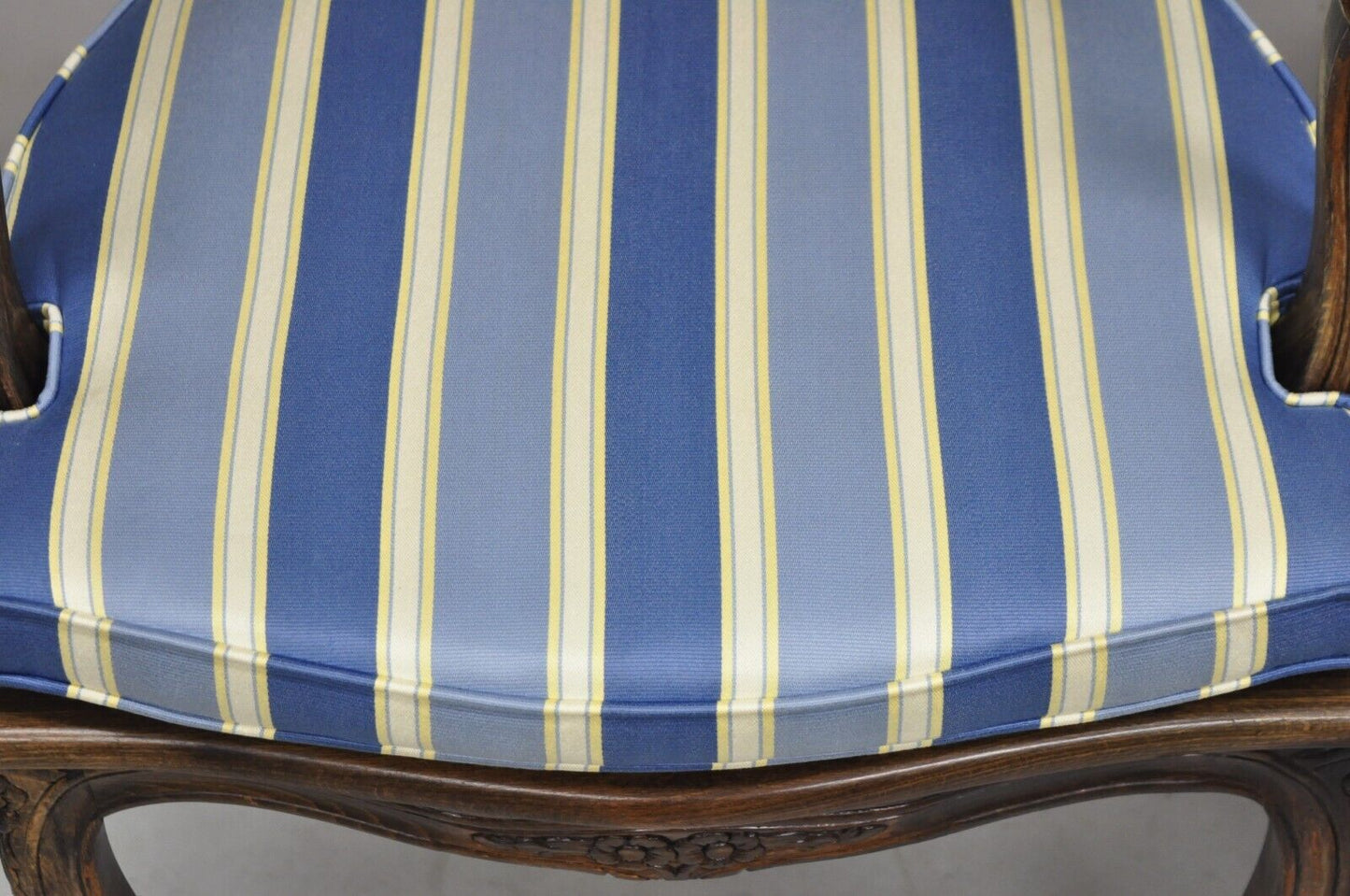 Vintage Ethan Allen Italy French Country Louis XV Cane Back Arm Chairs - a Pair