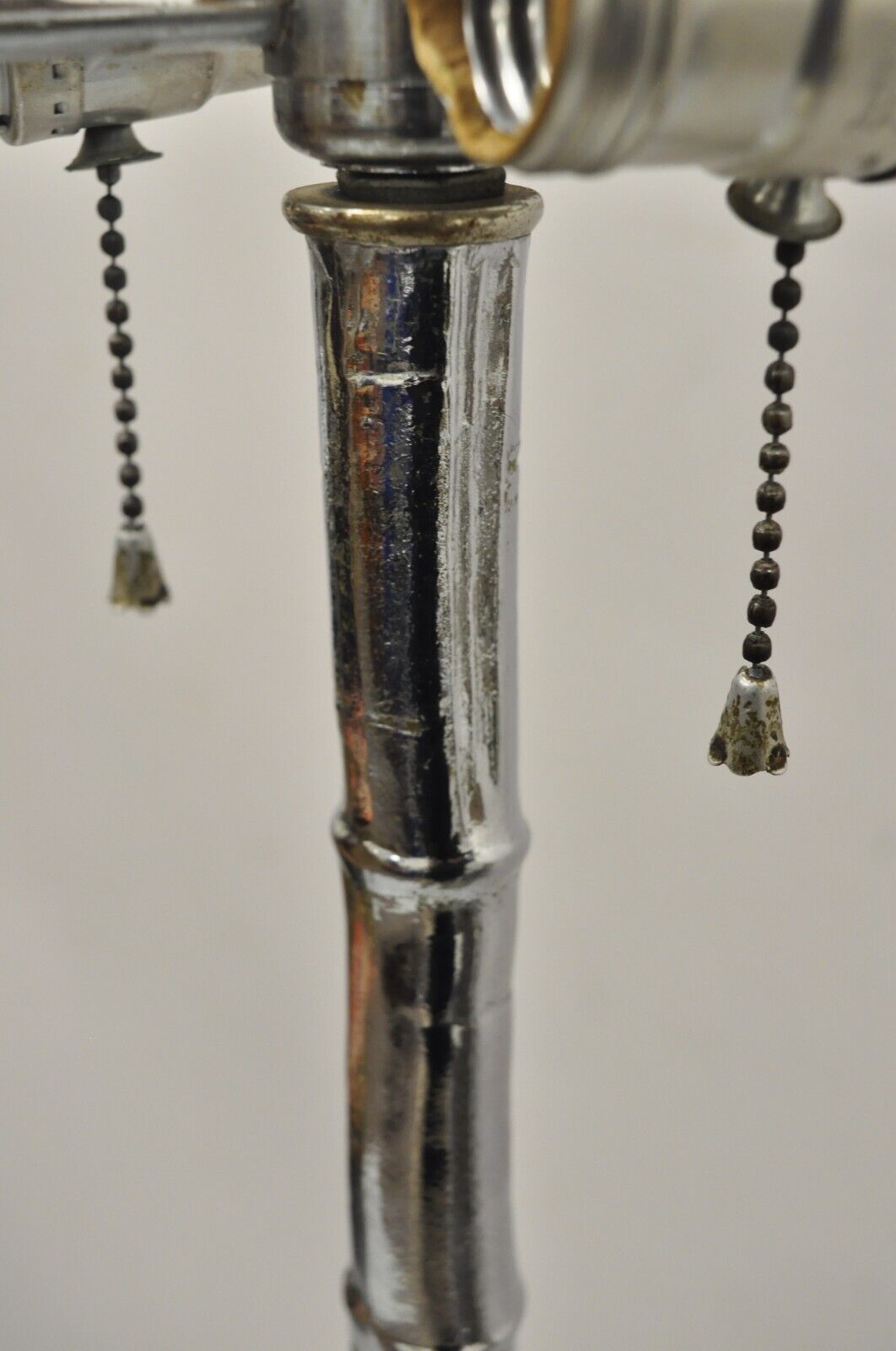 Vintage Hollywood Regency Faux Bois Faux Bamboo Chrome Lotus Floor Lamp