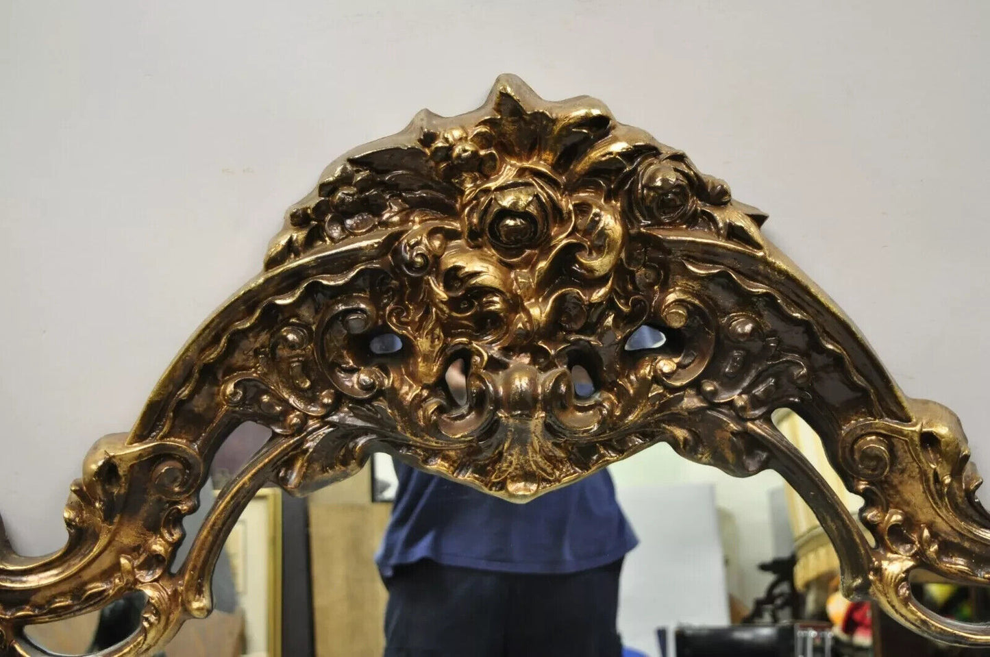 Vintage Italian Gothic Baroque Style Gold Hollywood Regency Large Wall Mirror