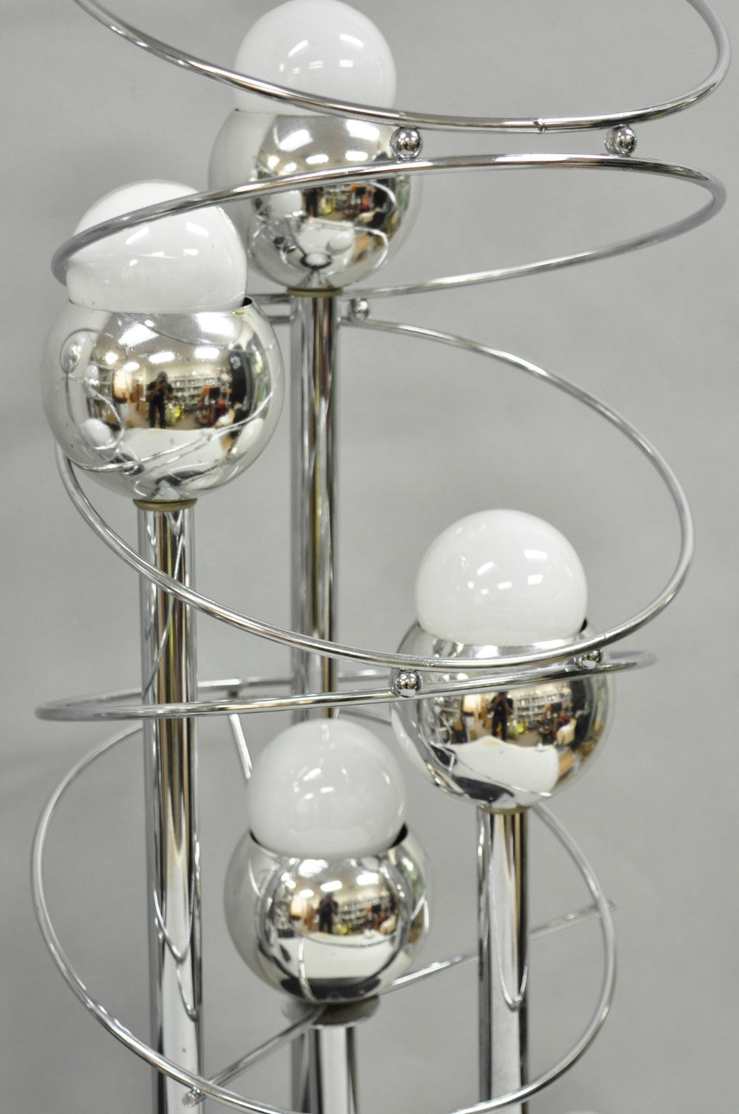 Vintage Mid Century Modern George Kovacs Spiral Chrome Ball Table Lamps - a Pair