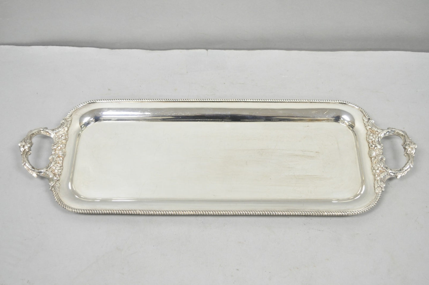 Vintage Barker Ellis English Regency Narrow Silver Plated Serving Dish Bar Tray