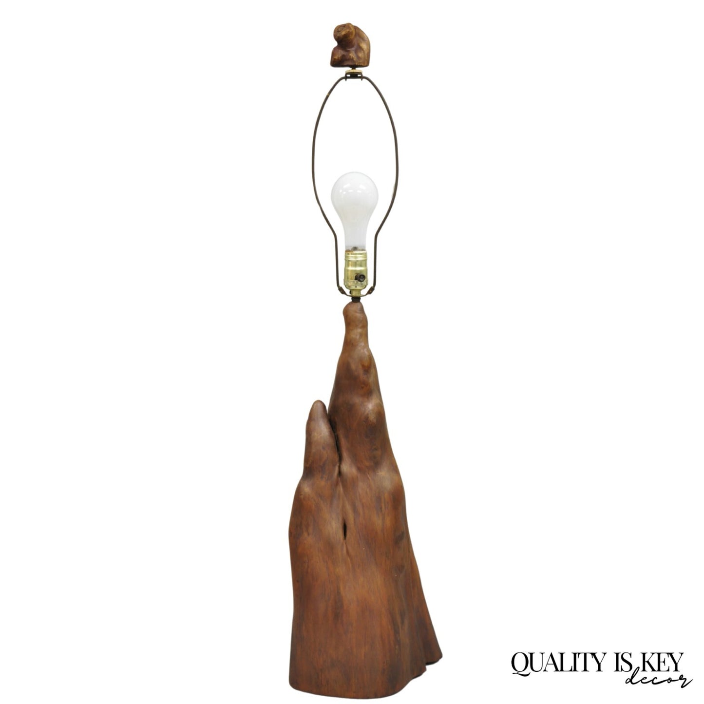 Vintage Mid Century Modern Sculpted Teak Root Wood Driftwood Organic Table Lamp