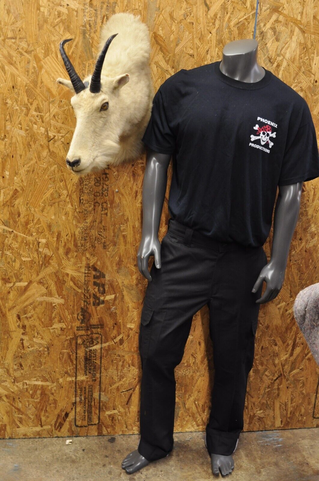 Vintage Taxidermy White Mountain Goat Head Shoulder Mount Horns Cabin Decor (B)