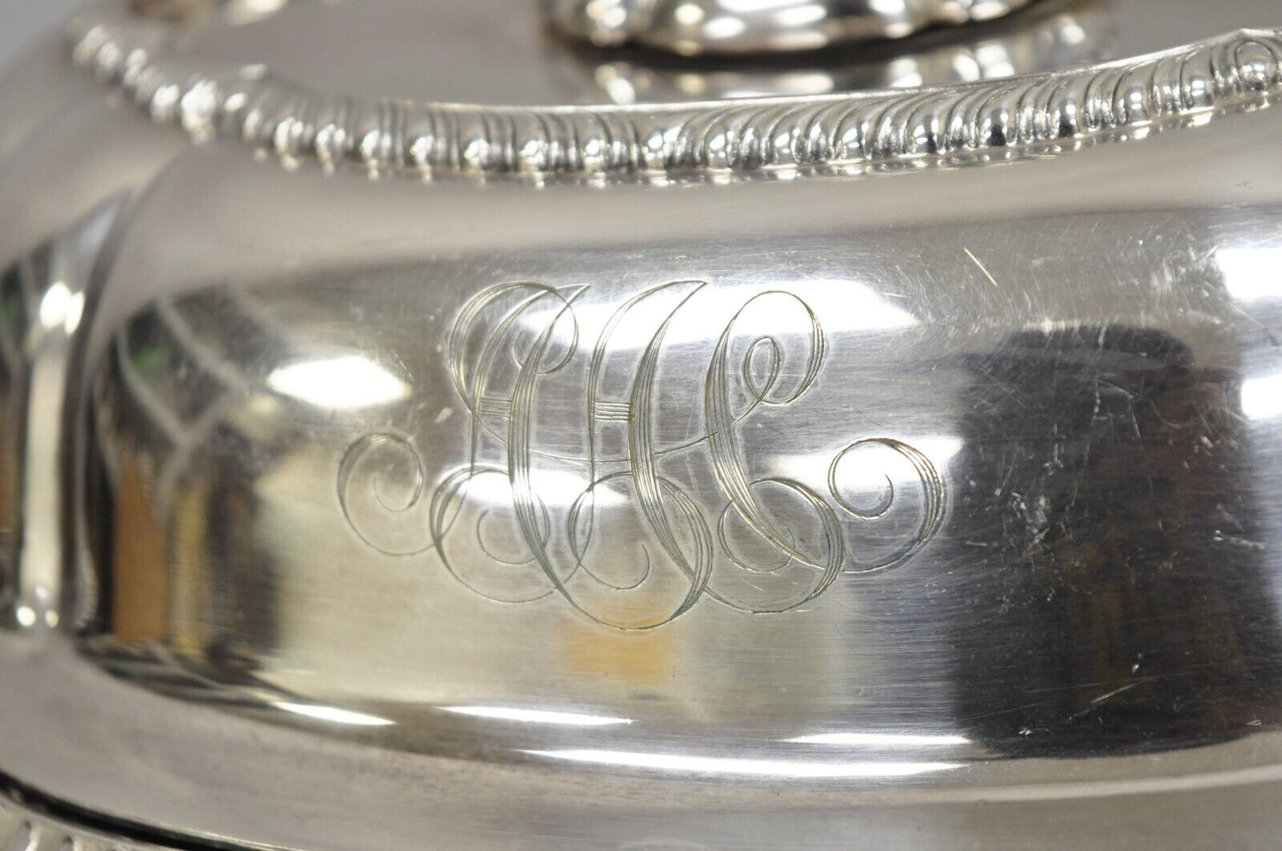 Antique GM Co Victorian Silver Plated Covered Vegetable Dish Serving Platter