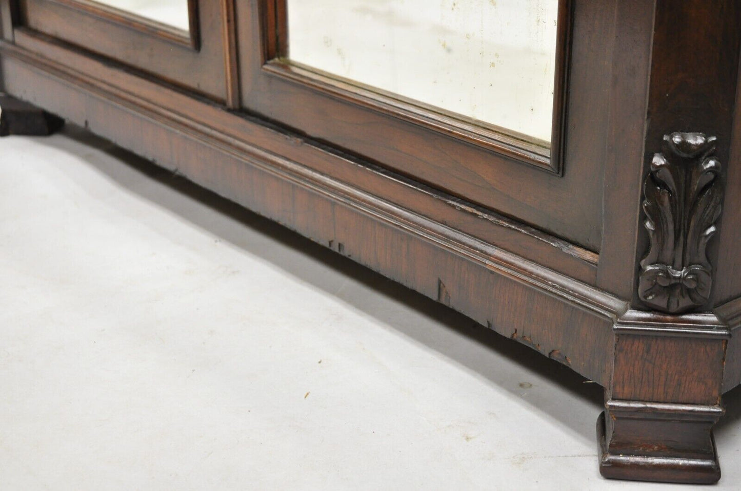 Antique Victorian Rosewood Marble Top Mirror Sideboard Buffet attr. John Jelliff