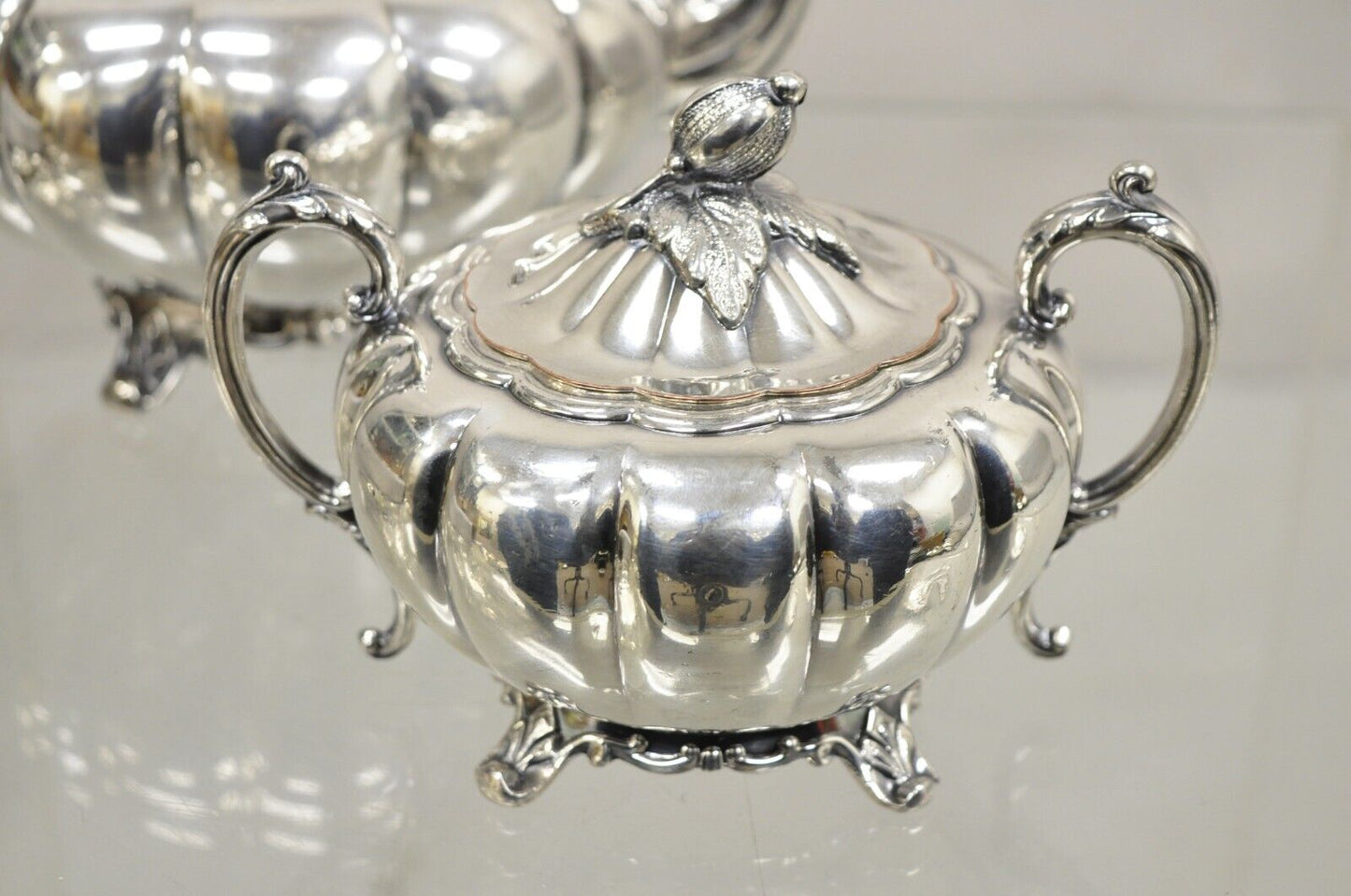 Old English Melon Community Plate Silver Plated Coffee Tea Set - 2 Pc Set