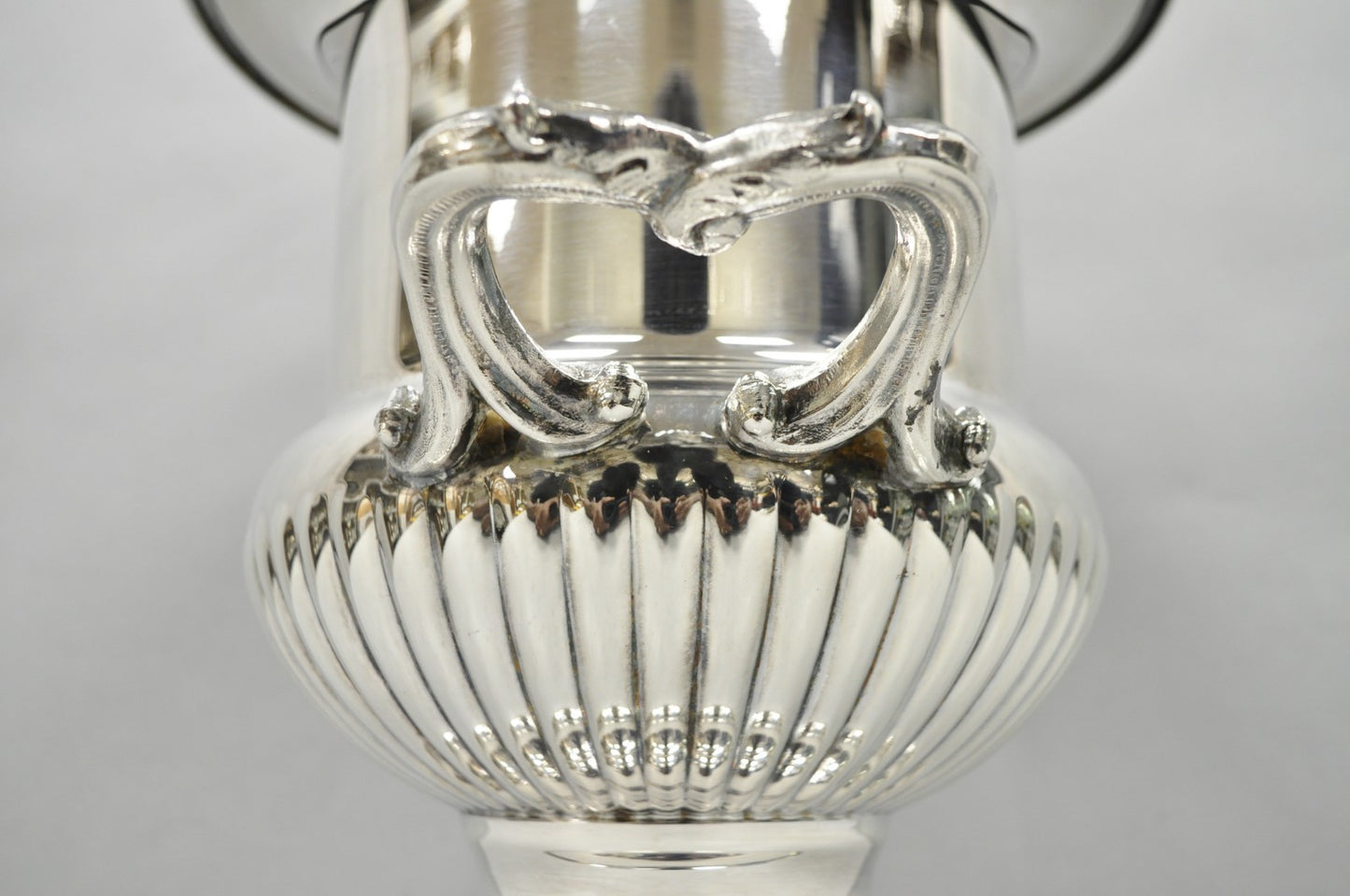 Vintage Regency Silver Plated Trophy Cup Urn Ribbed Champagne Chiller Ice Bucket