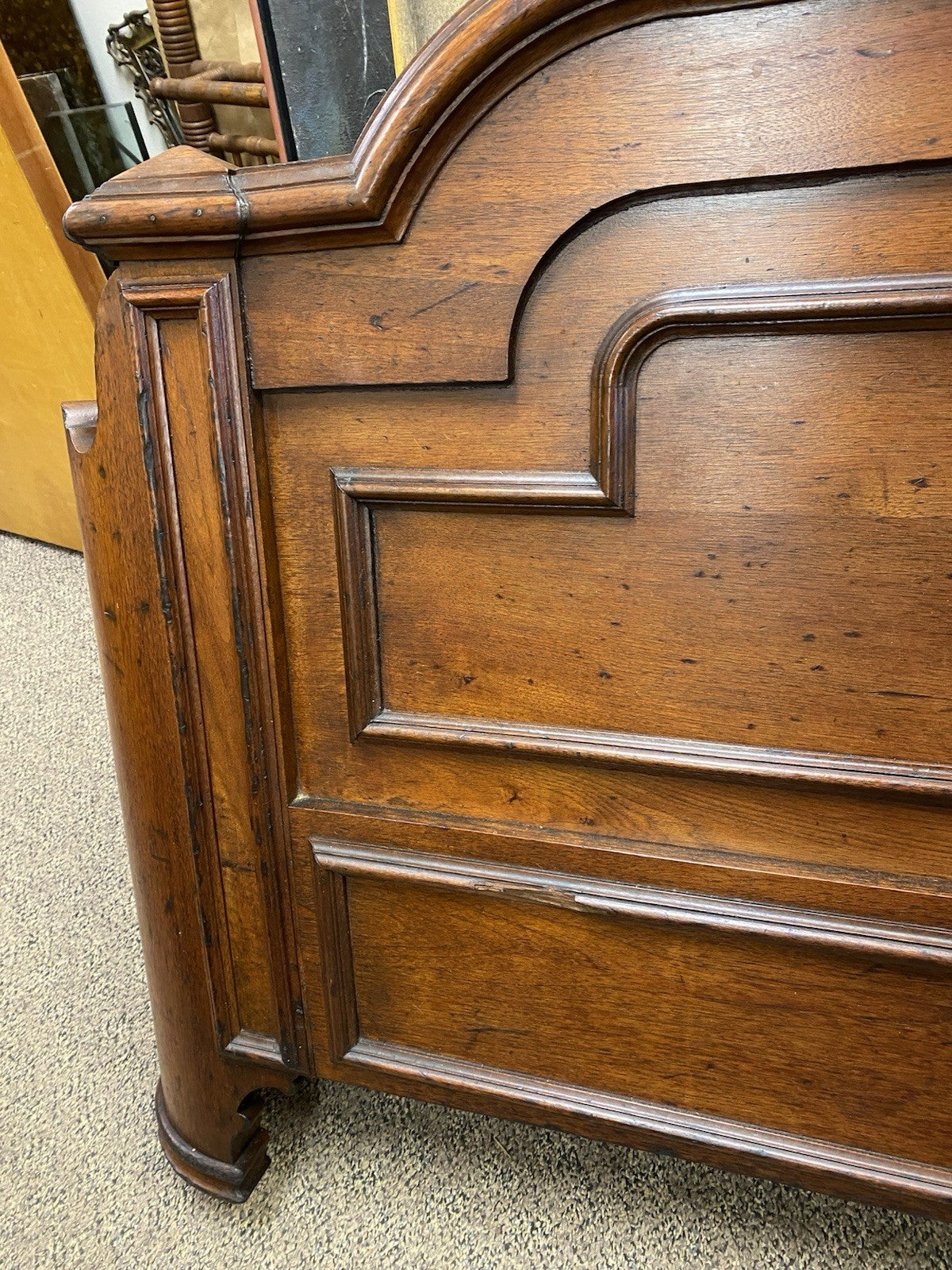 Antique Eastlake Victorian Stately Carved Walnut Highback Full Size Bed Frame