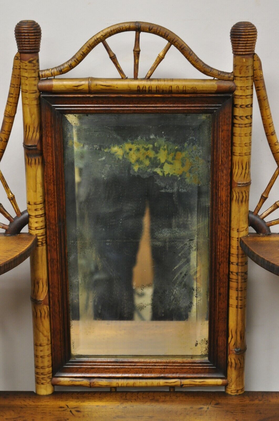 19th C. English Victorian Bamboo Stick and Ball Curio Shelf Display Etagere