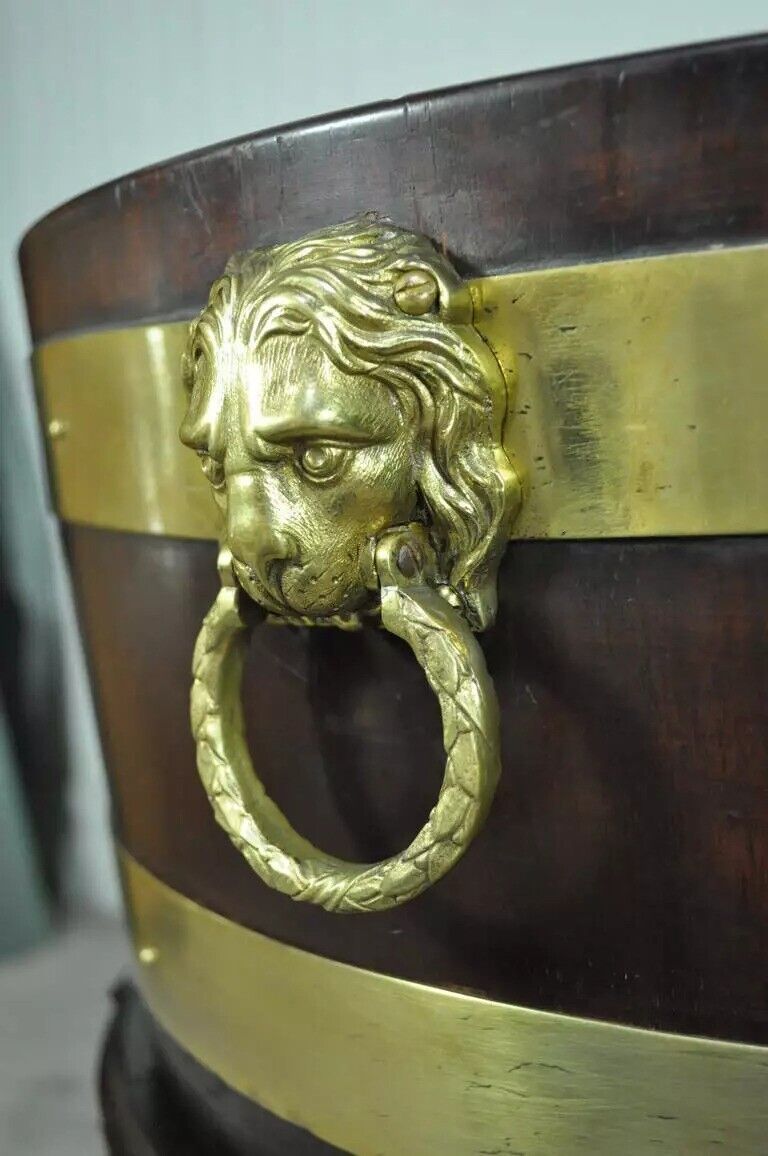 19th Century George III Style Mahogany and Brass Wine Cooler Cellarette on Stand
