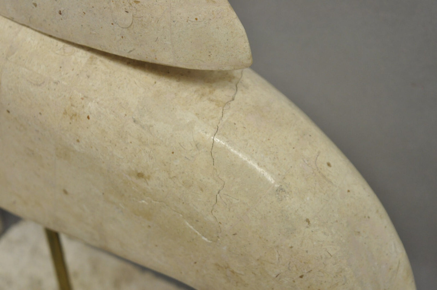 Vintage Modern Tessellated Travertine Marble Stone Toucan Bird Sculpture - Pair