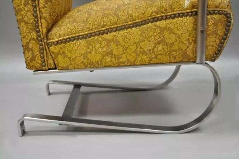 Art Deco Lloyd KEM Weber Style Chrome Steel Springer Lounge Chairs - a Pair