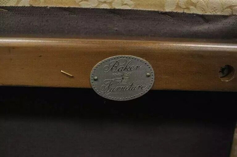 William Doezema Baker Mastercraft Brass Inlay Upholstered Dining Chairs - Pair