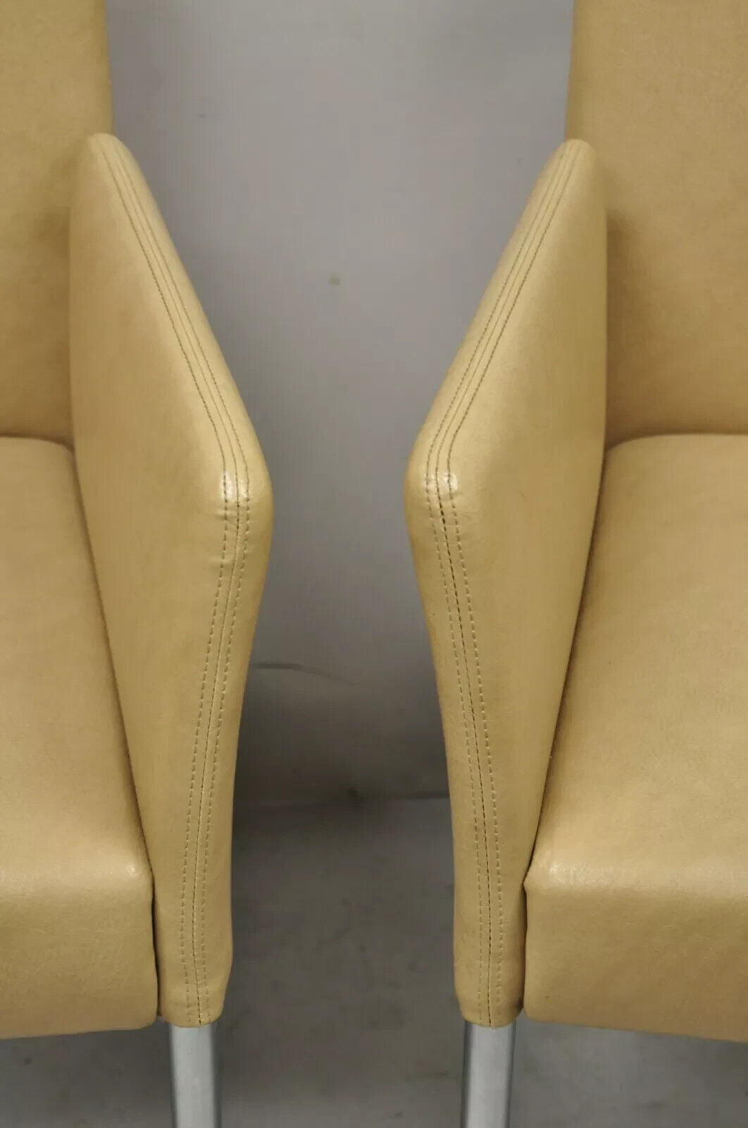 Coalesce Steelcase Beige Leather Model 1510 Switch Guest Arm Chair (A) - a Pair