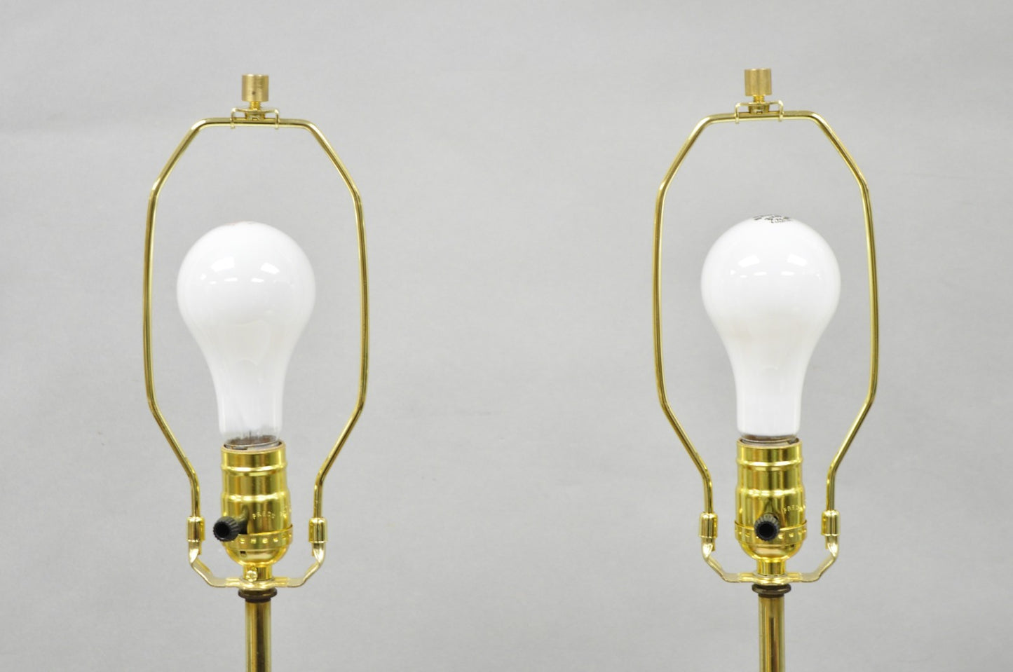 Vintage Modeline Mid Century Modern Walnut & Blue Stained Glass Table Lamps Pair