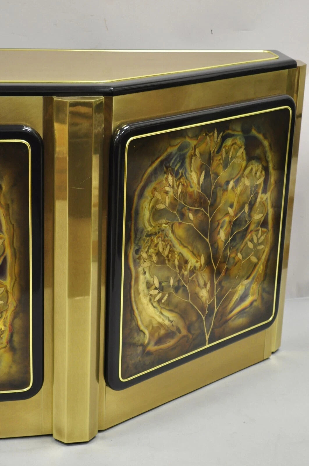 Bernhard Rohne For Mastercraft Acid Etched Brass Tree Of Life Credenza Cabinet