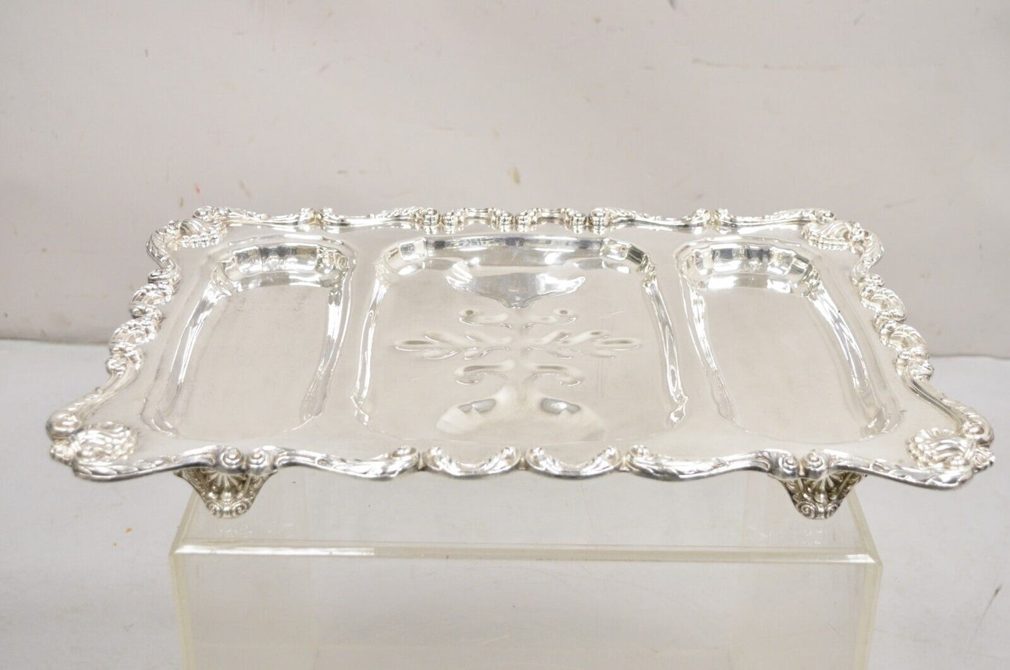 English Silver Mfg Co Victorian Silver Plated Meat Cutlery Serving Platter Tray