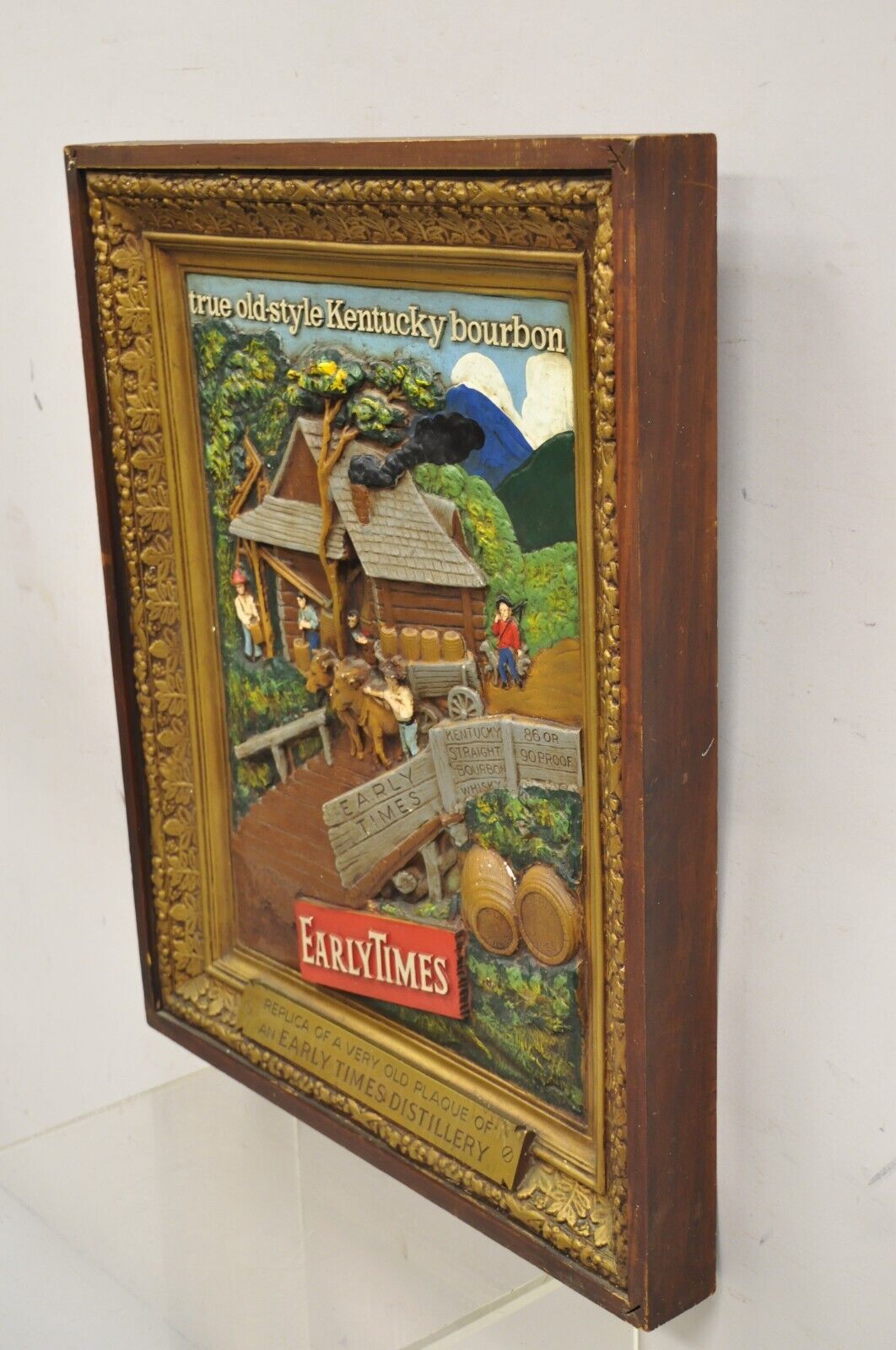 Vintage Early Times Kentucky Bourbon Whiskey Plaster Replica Art Painting Plaque