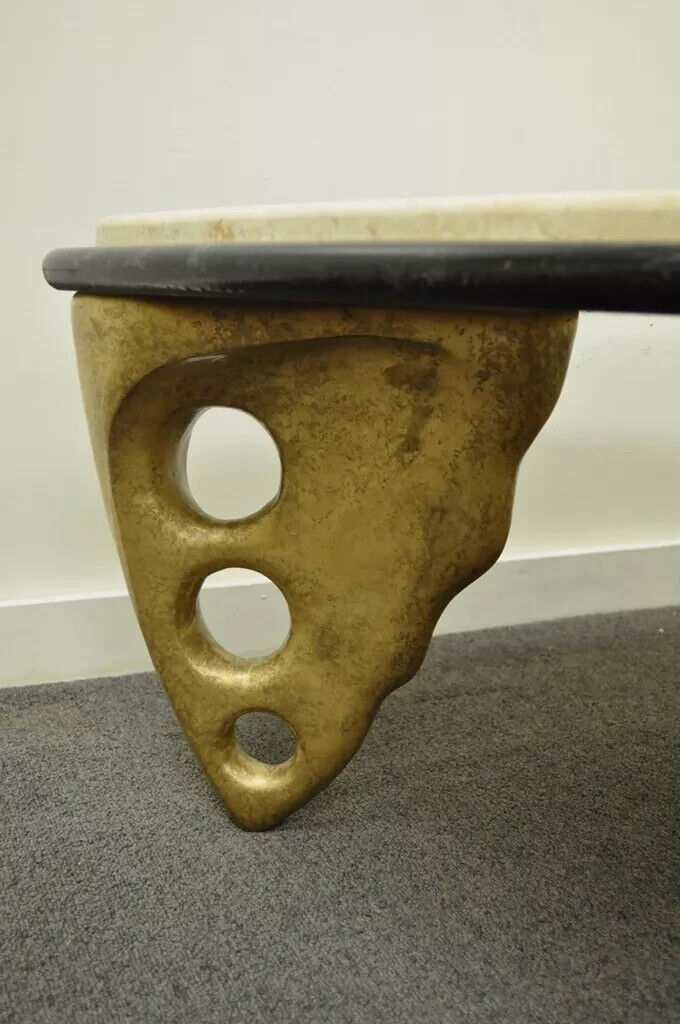 Contemporary Postmodern Faux Marble Top Sculptural Triangular Coffee Table