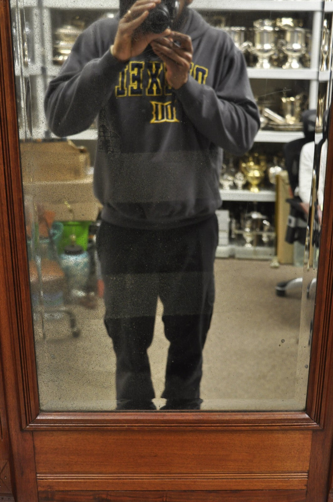 Antique Eastlake Victorian Walnut Marble Top Umbrella Stand Hall Tree Mirror