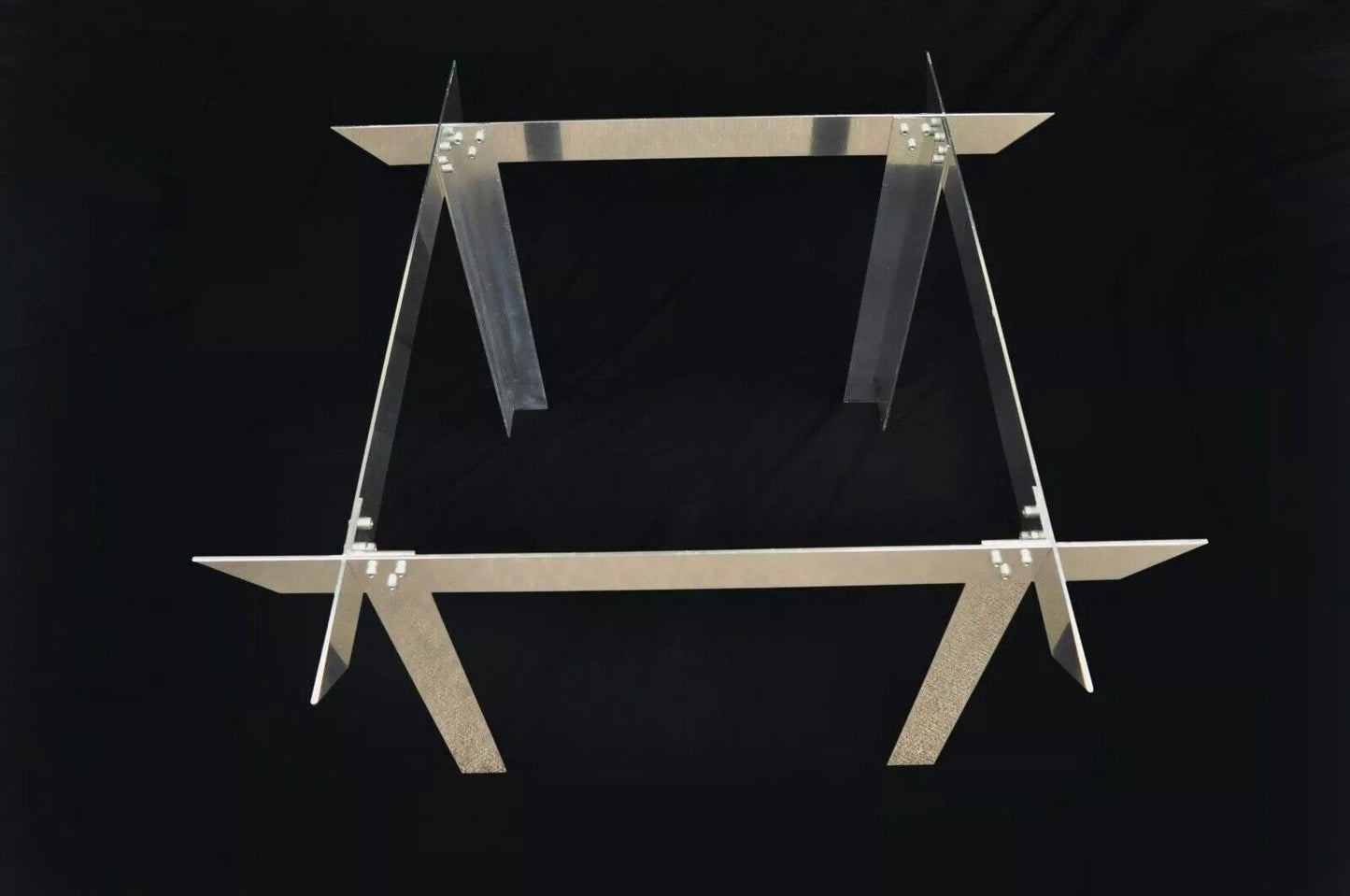 Mid Century Modern "Ginsu Knife" Aluminum Metal Square Glass Dining Table