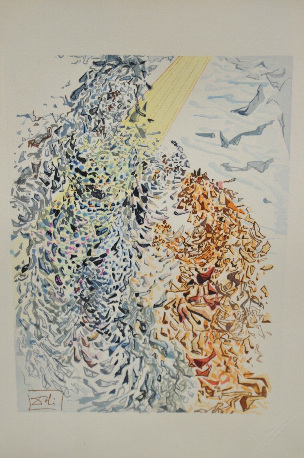 Vintage Salvador Dali Divine Comedy The Dust of Souls Woodcut Print Framed