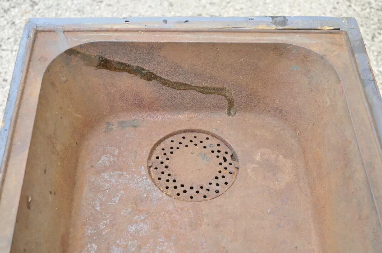 Antique Primitive Blue Distress Painted Cupboard Cabinet Vanity Cast Iron Sink