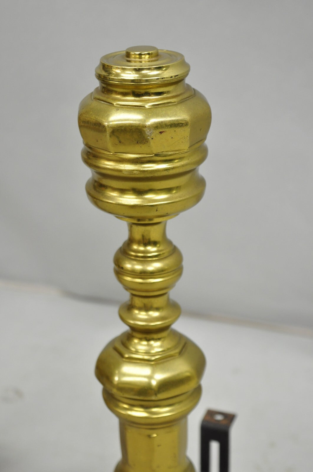 Vintage Federal Style Brass Branch Foot Gold Fireplace Andirons - a Pair