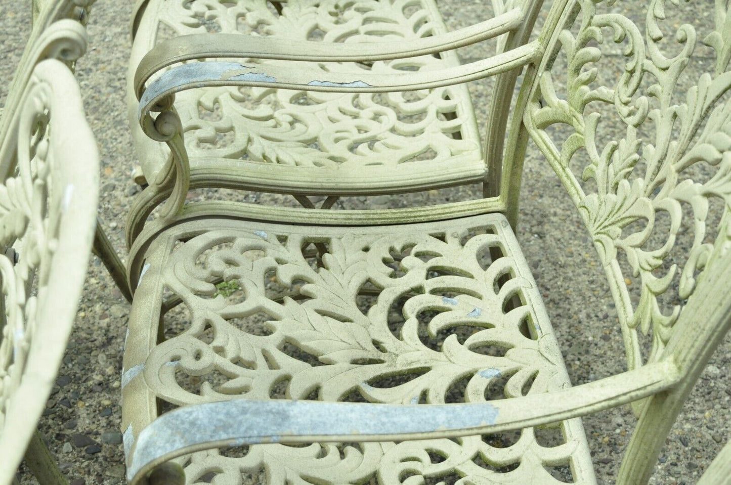 Cast Aluminum Leafy Scroll Outdoor Patio Dining Arm Chairs - Set of 4