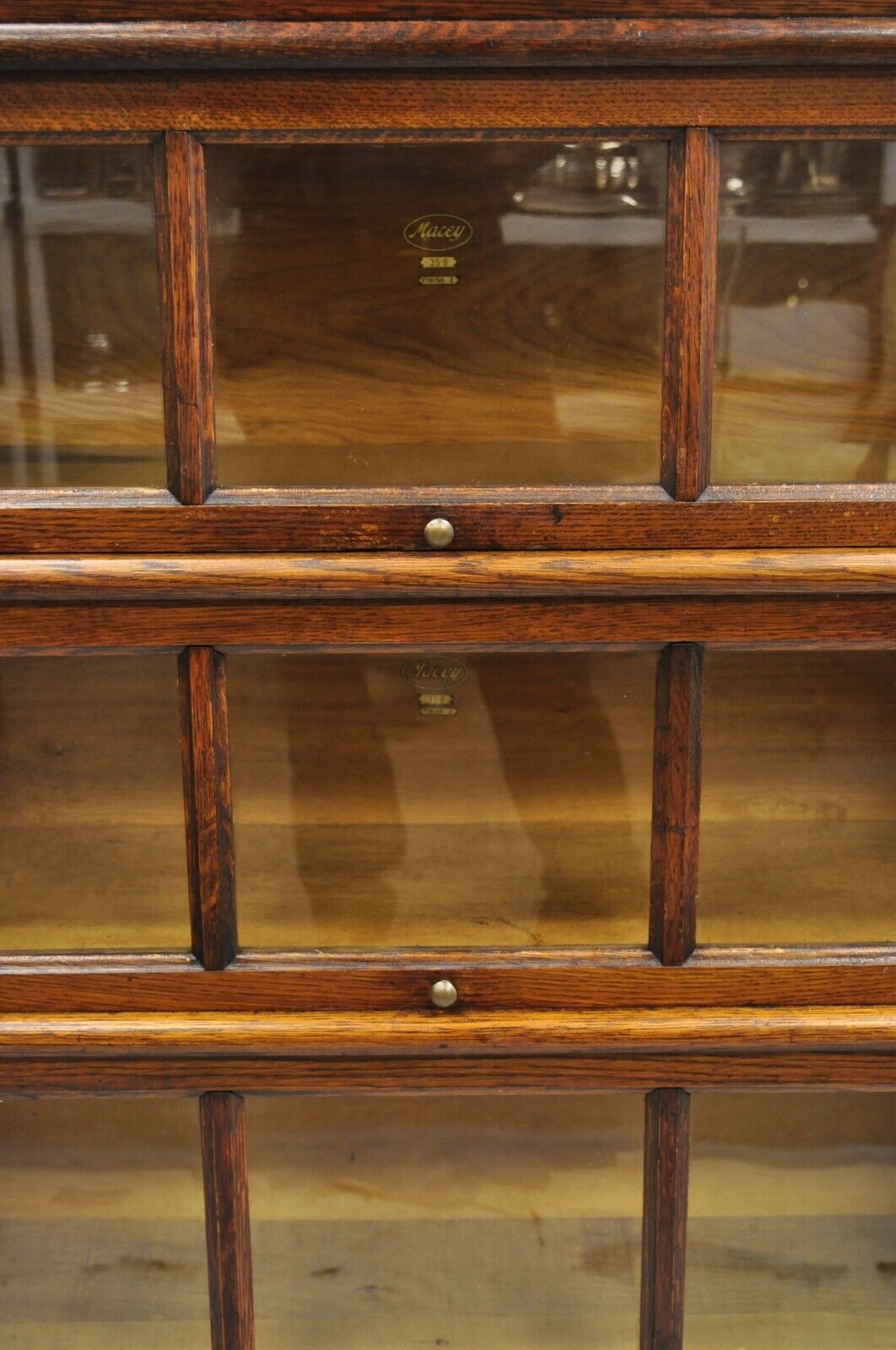 Antique Macey Mission Oak Arts & Crafts 4 Section Stacking Barrister Bookcase