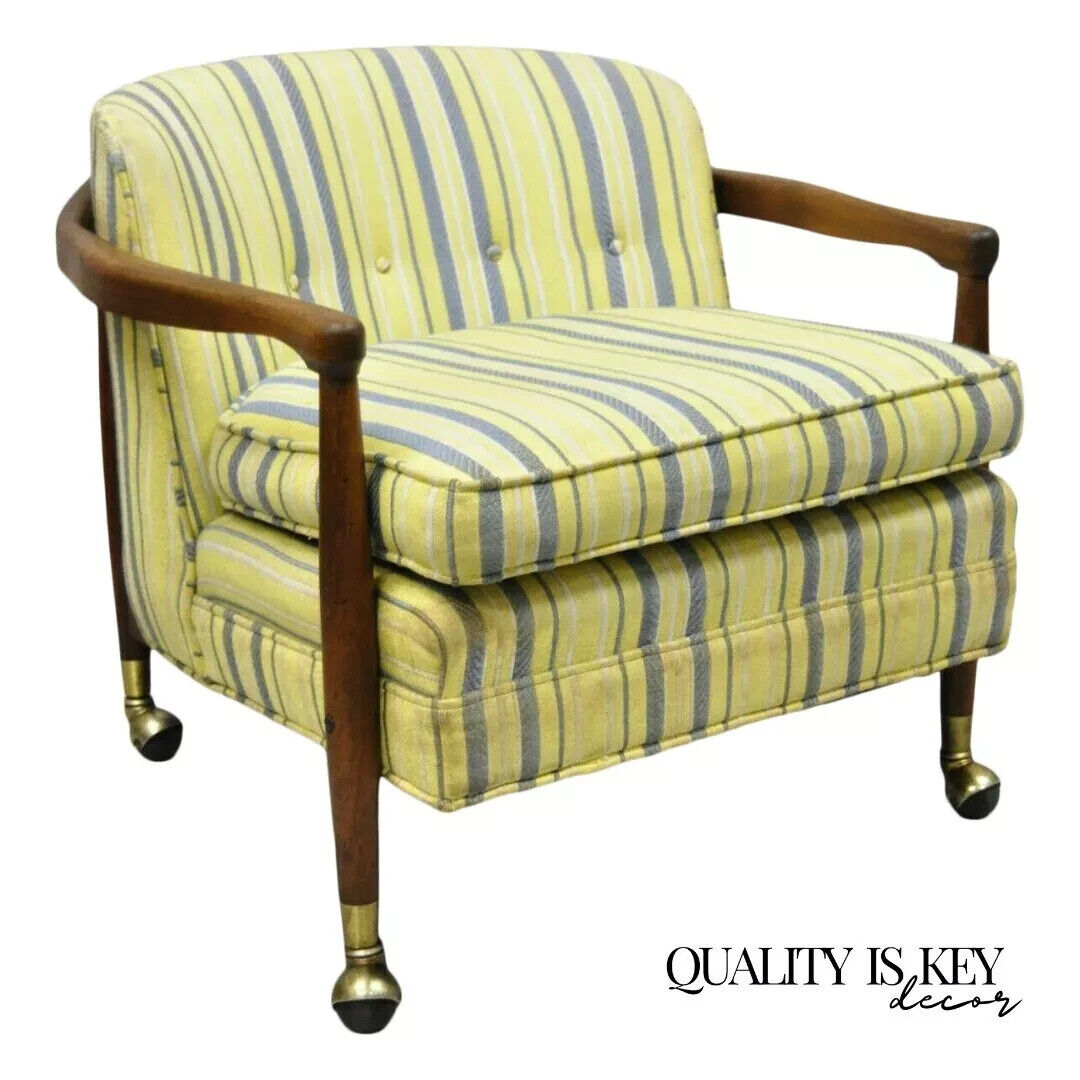 Mid Century Modern Adrian Pearsall Style Walnut Barrel Back Club Lounge Chair
